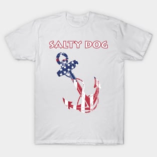 Salty Dog American Flag Painted Anchor T-Shirt